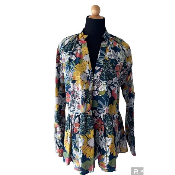 ROOEY FLORAL LINEN SHIRT SIZE MEDIUM - Picture 1 of 5